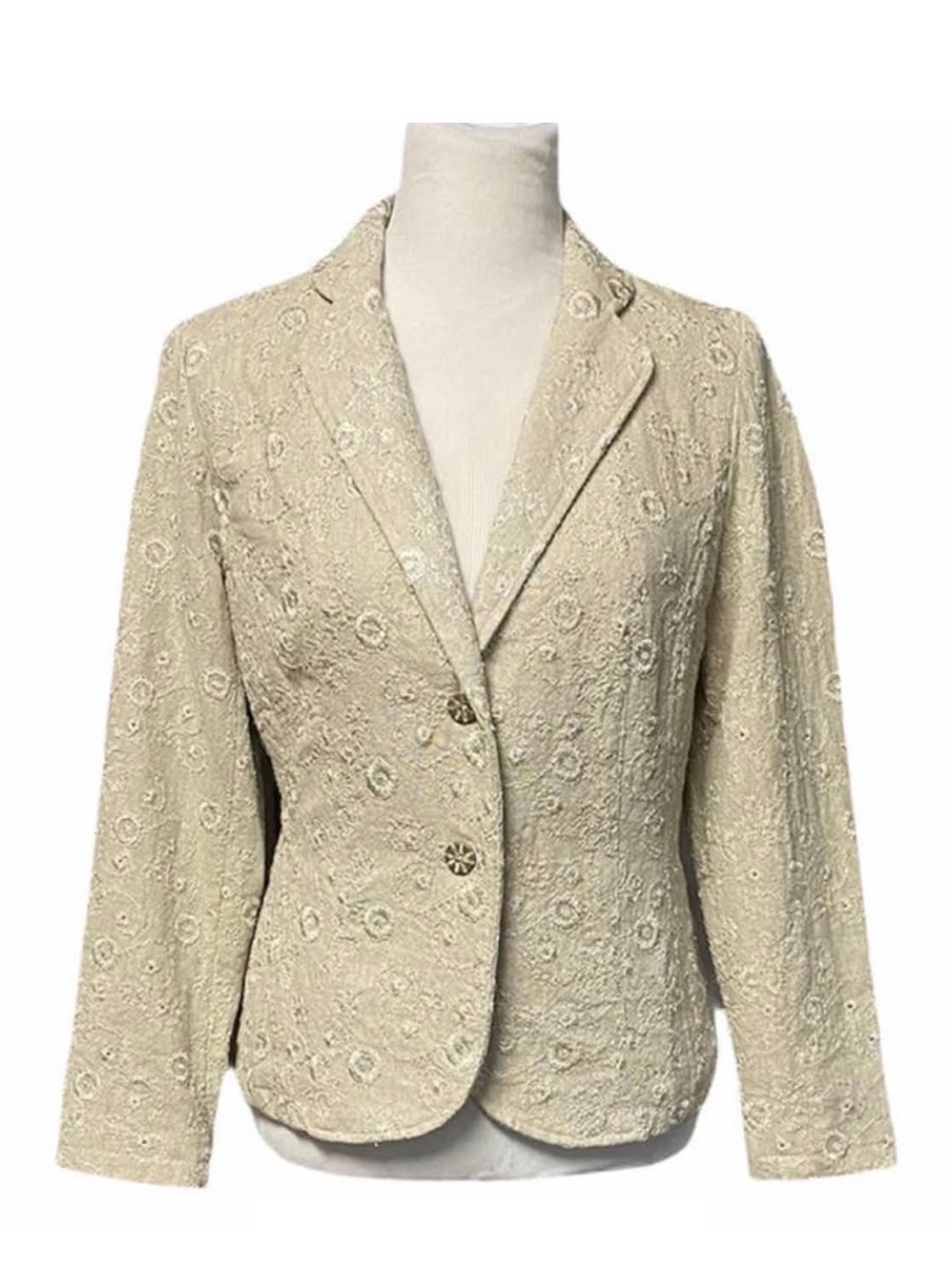 Coldwater Creek Cream Embroidered Blazer Jacket